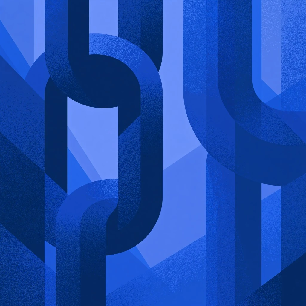 Abstract blue chain artwork for Proof of Integrity